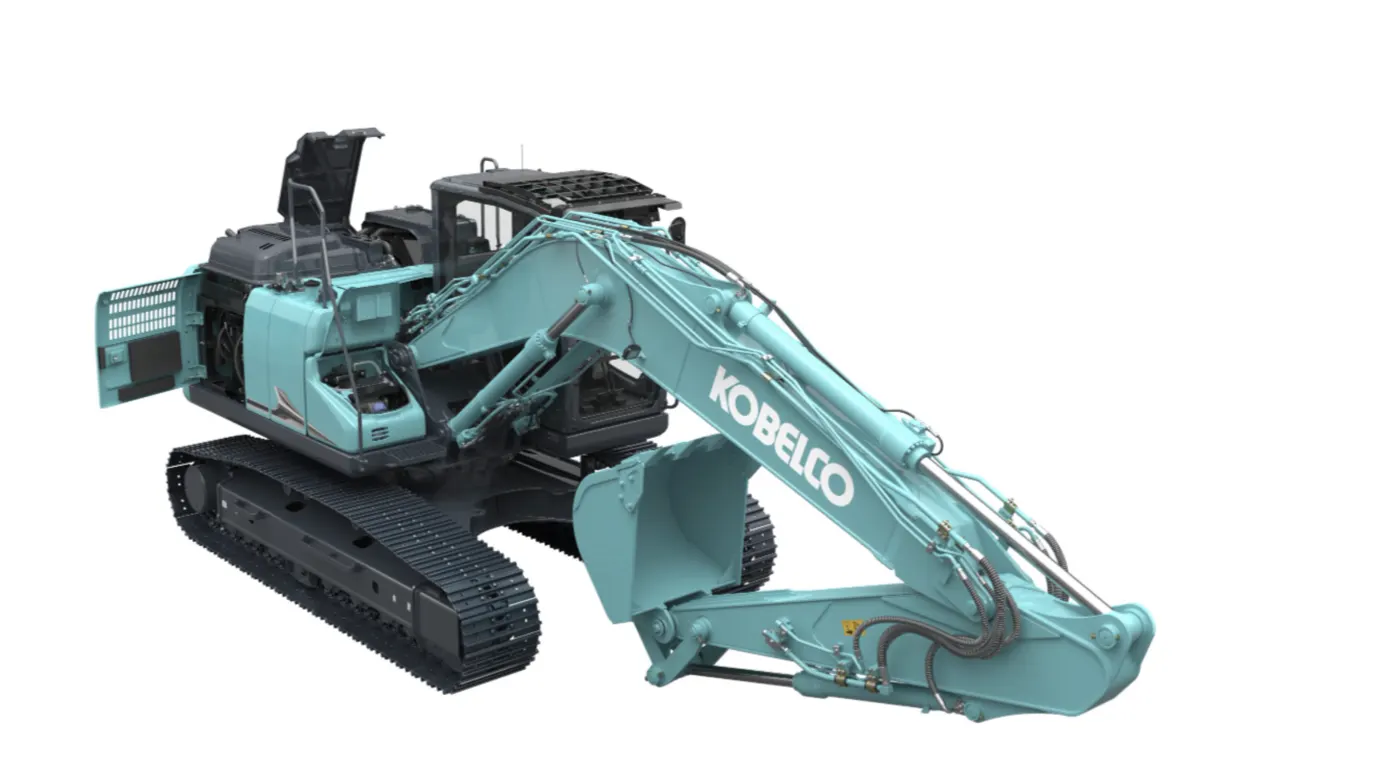 Kobelco SK180-11E mit geöffneten Wartungsklappen