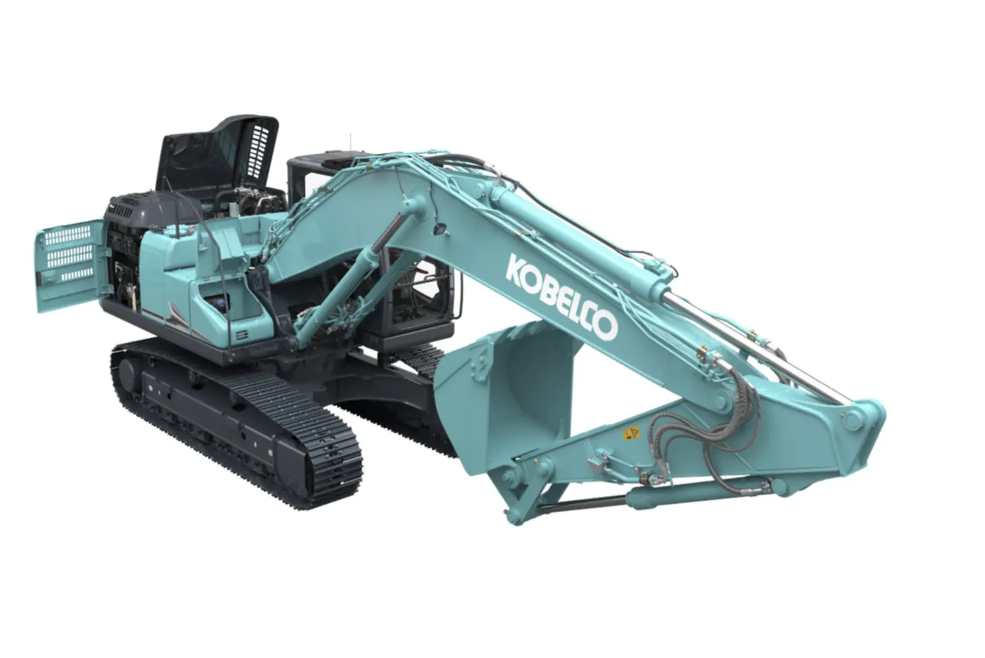 Kobelco SK240SN-11E mit geöffneten Wartungsklappen