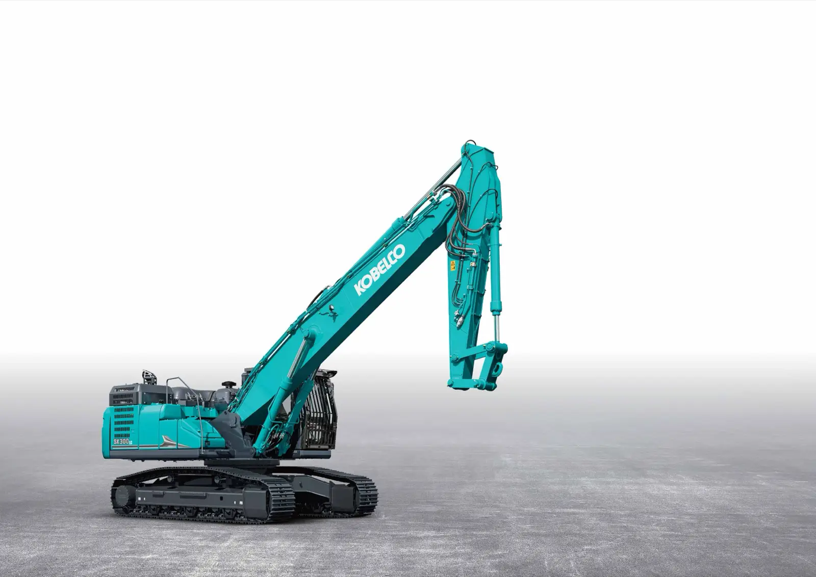Baureihenbild zu Kobelco SK300LC-11E (gerader Ausleger): Kobelco Kettenbagger mit geradem Ausleger ohne Anbaugerät vor grauem Hintergrund