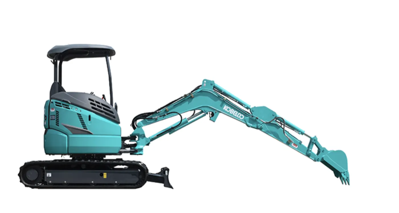 Kobelco SK28SR-7 mit ausgestrecktem Stiel in Seitenansicht