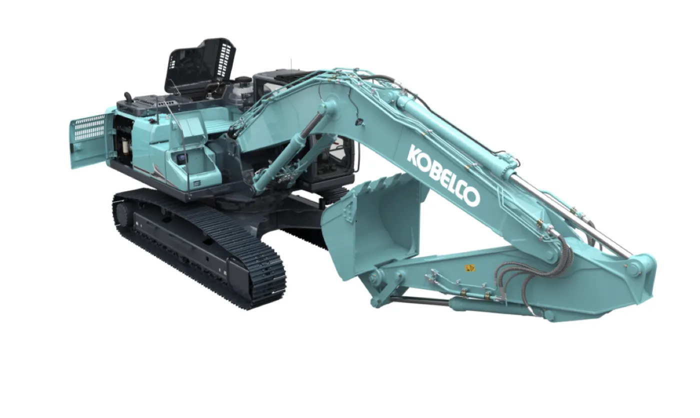 Kobelco SK300-11E mit geöffneten Wartungsklappen