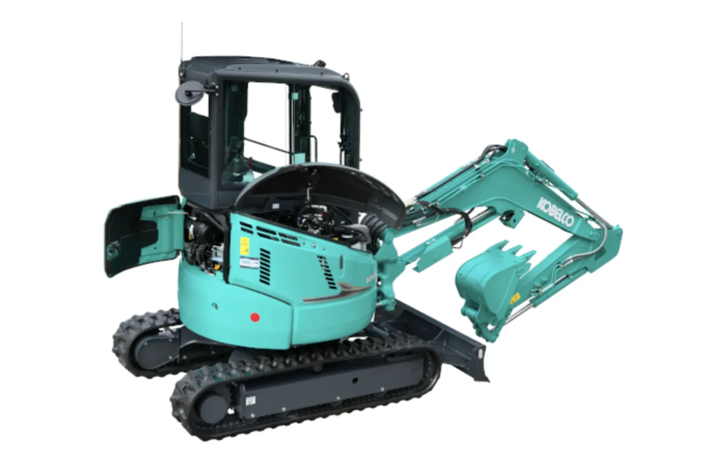 Kobelco SK34SR-7 mit geöffnetem Motorraum