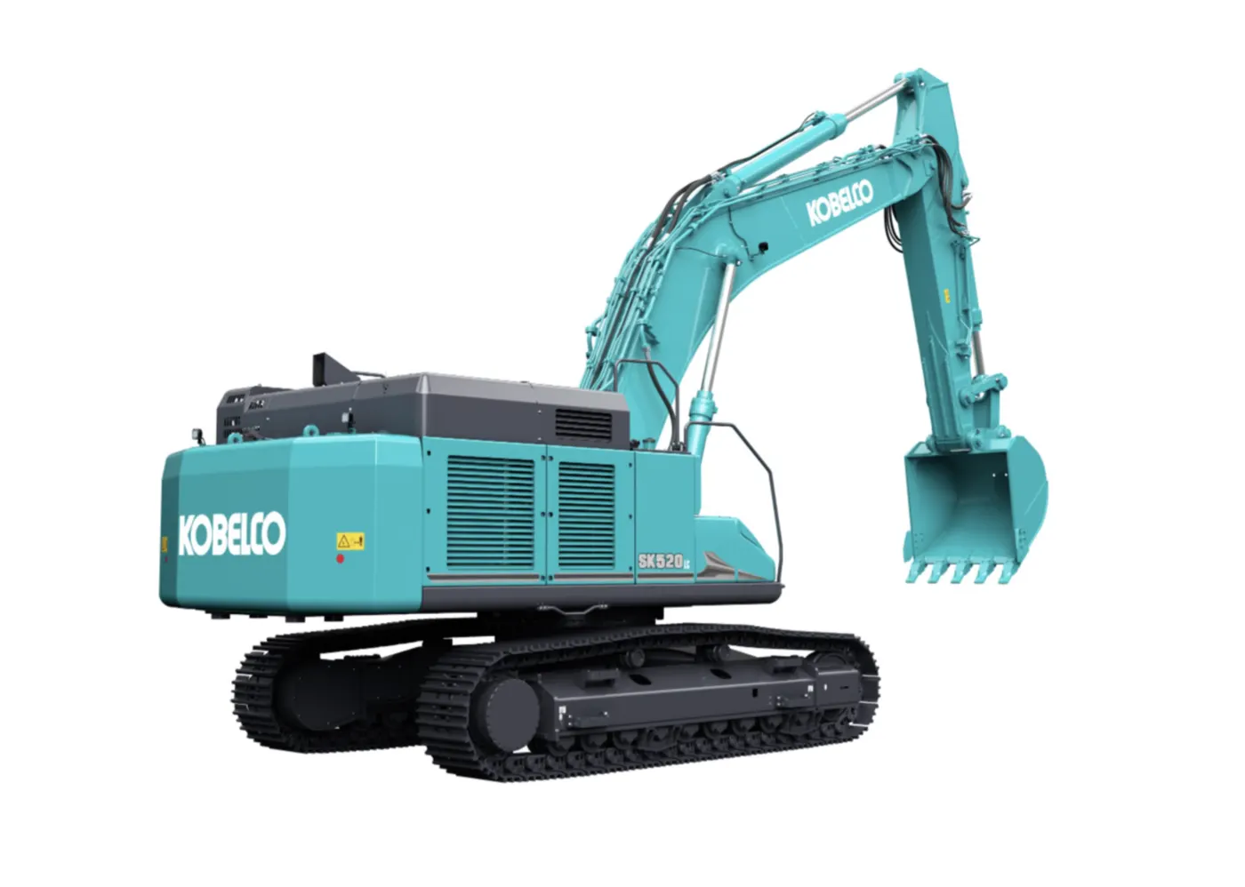Kobelco SK520LC-11E von hinten links mit angehobenem Löffel
