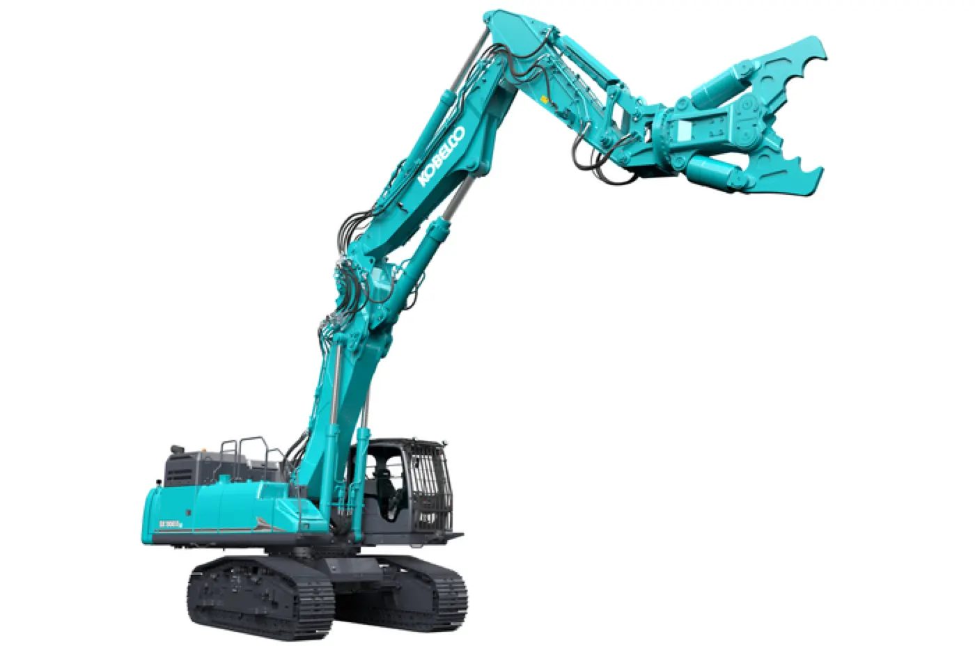 Kobelco SK550DLC-11E mit Abbruchschere von hinten