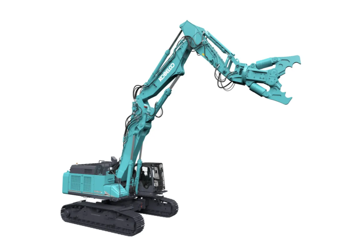 Kobelco SK650DLC-11 in Heckansicht mit Kettenfahrwerk