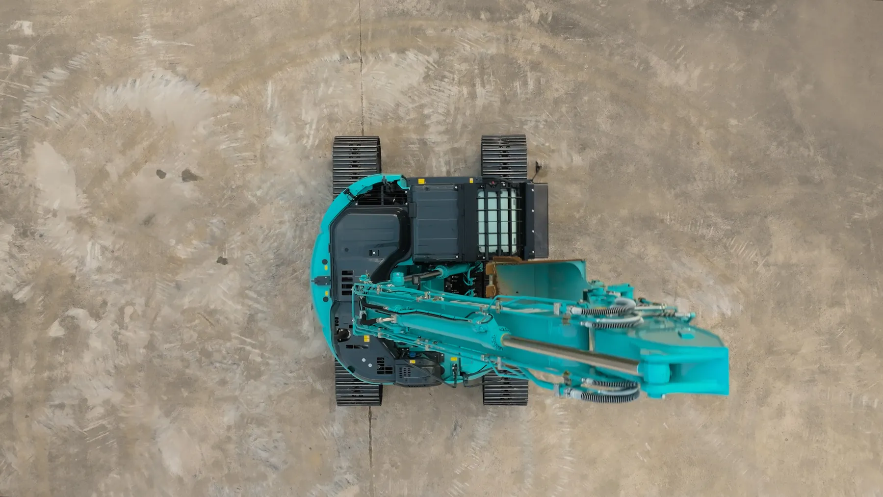 SK230SRLC-7 von oben mit eingeklapptem Ausleger